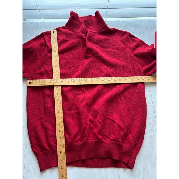 Alan Flusser 100% Merino Wool Red 3 Button Polo Sweater Men's Size L - Picture 4 of 7